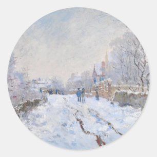Claude Monet - Snow Scene at Argenteuil Classic Round Sticker