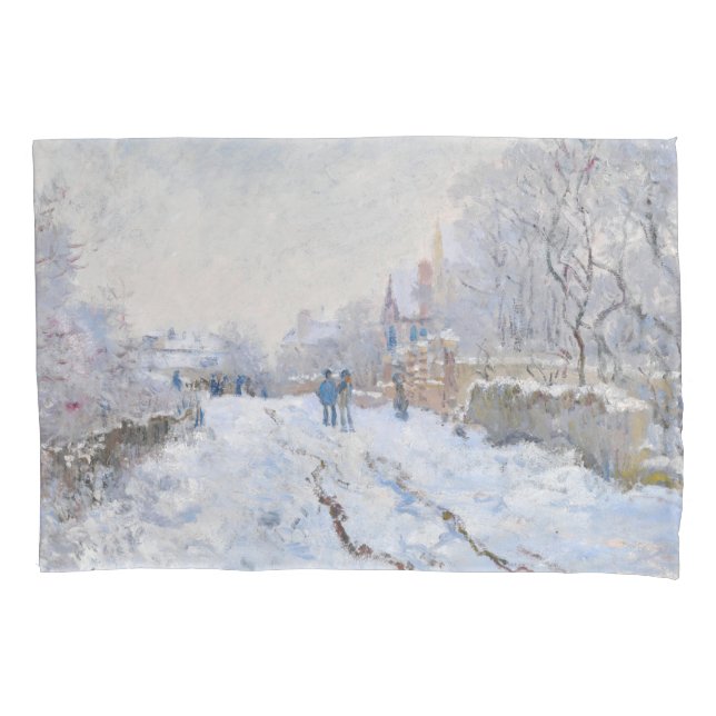 Claude Monet - Snow Scene at Argenteuil Pillowcase (Front)