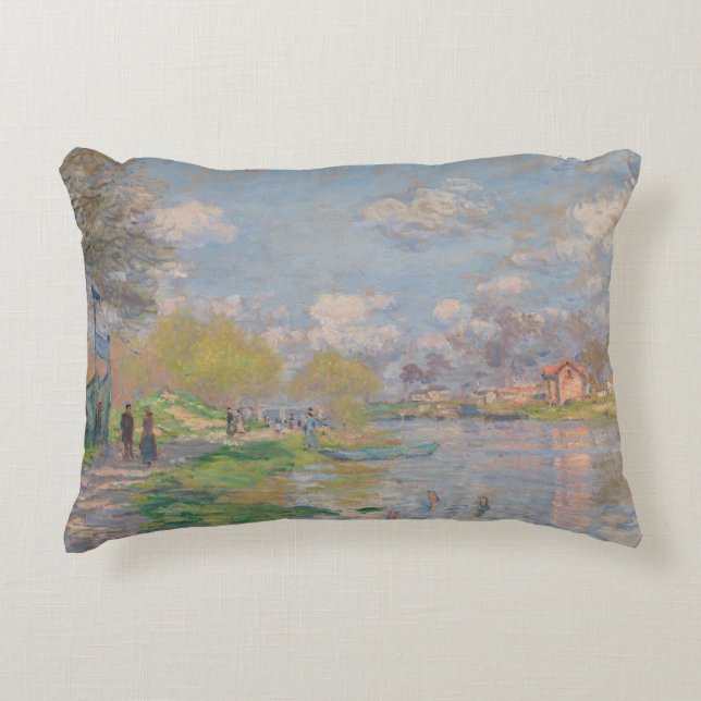 Claude Monet - Spring by the Seine Accent Pillow (Front)