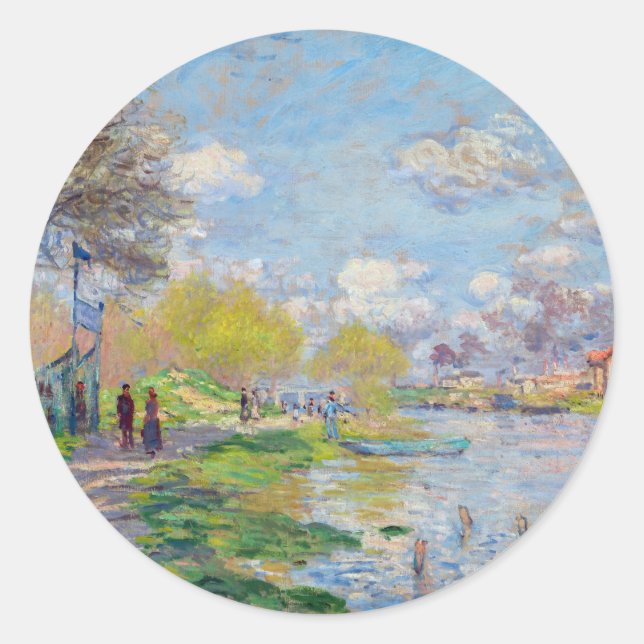 Claude Monet - Spring by the Seine Classic Round Sticker (Front)