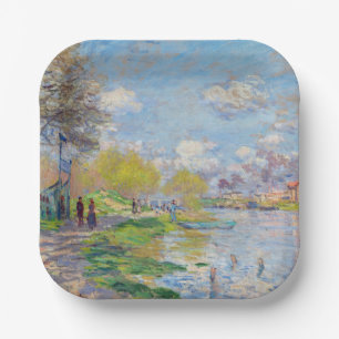 Claude Monet - Spring by the Seine Paper Plate