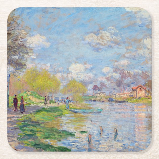 Claude Monet - Spring by the Seine Square Paper Coaster (Front)