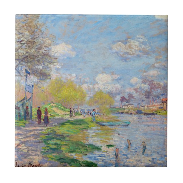 Claude Monet - Spring by the Seine Tile (Front)