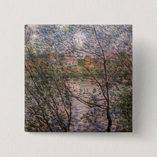 Claude Monet - Springtime through the branches 2 Inch Square Button (Front)