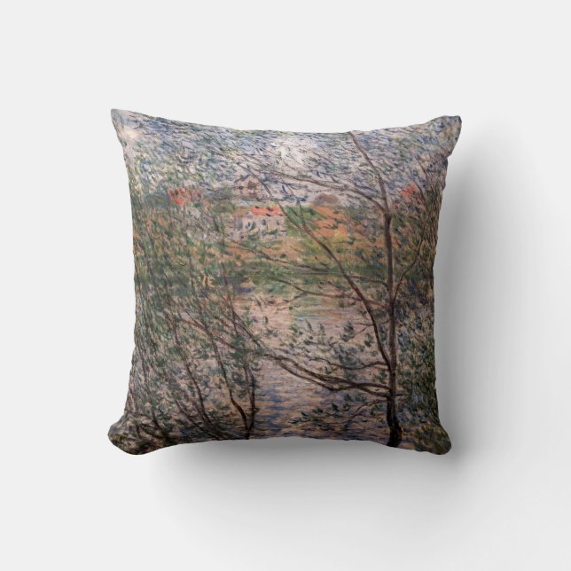 Claude Monet - Springtime through the branches Throw Pillow (Front)