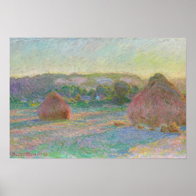 Claude Monet Stacks of Wheat End of Summer Artwork Poster (Front)