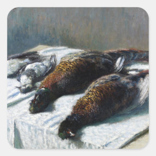 Claude Monet Still Life with Pheasants and Plovers Square Sticker