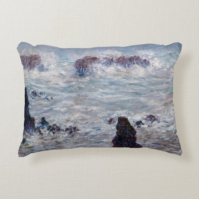 Claude Monet - Storm off the Belle-Ile Coast Accent Pillow (Front)