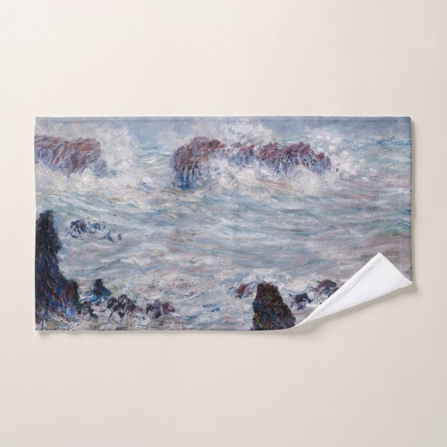 Claude Monet - Storm off the Belle-Ile Coast Bath Towel Set (Hand Towel)