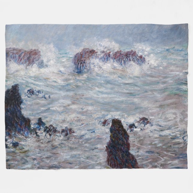Claude Monet - Storm off the Belle-Ile Coast Fleece Blanket (Front (Horizontal))