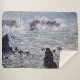 Claude Monet - Storm off the Belle-Ile Coast Sherpa Blanket