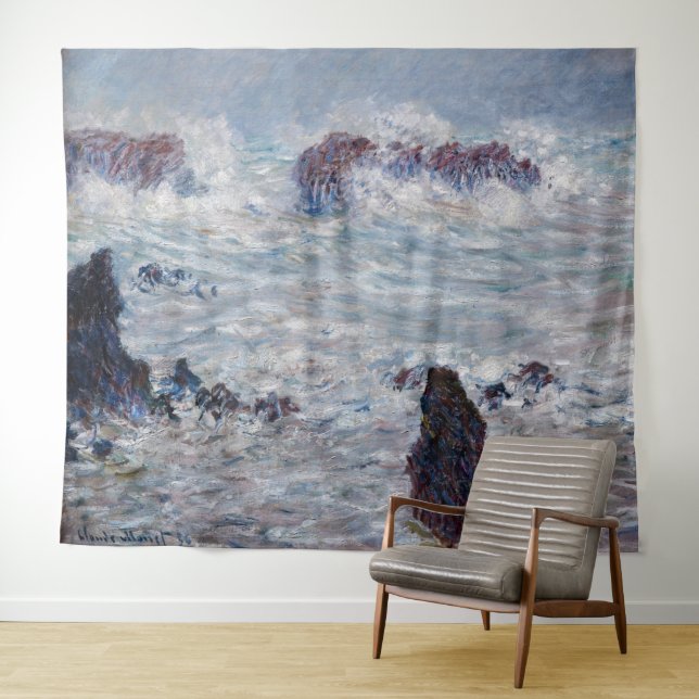 Claude Monet - Storm off the Belle-Ile Coast Tapestry (In Situ (Horizontal))