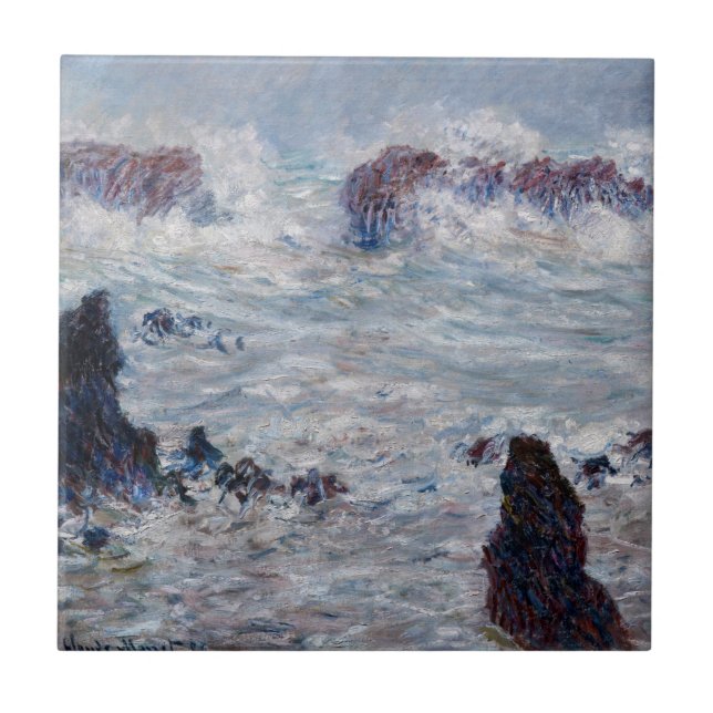 Claude Monet - Storm off the Belle-Ile Coast Tile (Front)