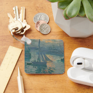 Claude Monet Sunrise Marine Sailboat Impressionism Keychain