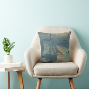 Claude Monet Sunrise Marine Sailboat Impressionism Throw Pillow