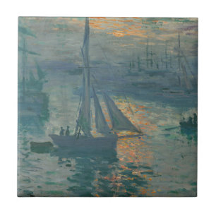 Claude Monet Sunrise Marine Sailboat Impressionism Tile