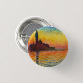 Claude Monet Sunset In Venice Impressionist Art 1 Inch Round Button (Front & Back)
