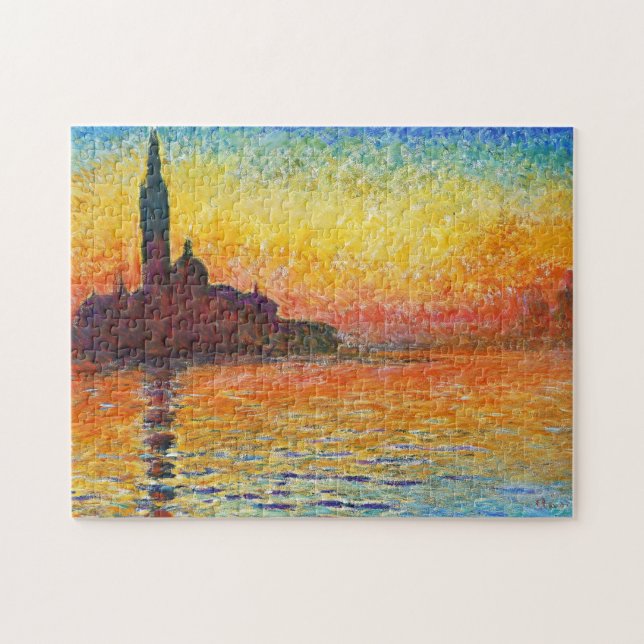 Claude Monet Sunset In Venice Impressionist Art Jigsaw Puzzle (Horizontal)