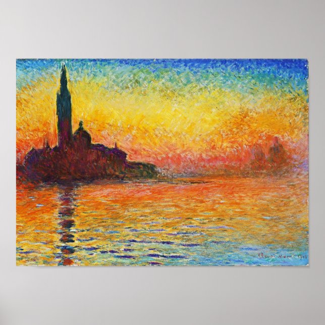 Claude Monet Sunset In Venice Impressionist Art Poster (Front)