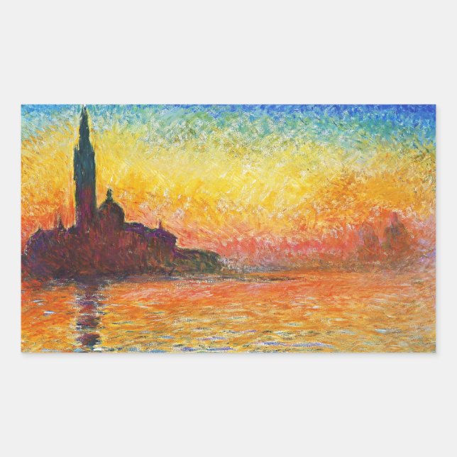 Claude Monet Sunset In Venice Impressionist Art Sticker (Front)
