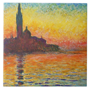 Claude Monet Sunset In Venice Impressionist Art Tile