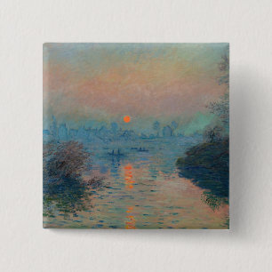 Claude Monet - Sunset on the Seine at Lavacourt 2 Inch Square Button