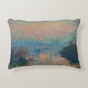 Claude Monet - Sunset on the Seine at Lavacourt Accent Pillow