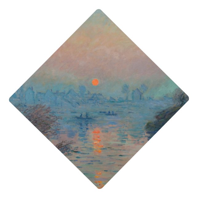 Claude Monet - Sunset on the Seine at Lavacourt Graduation Cap Topper (Front)