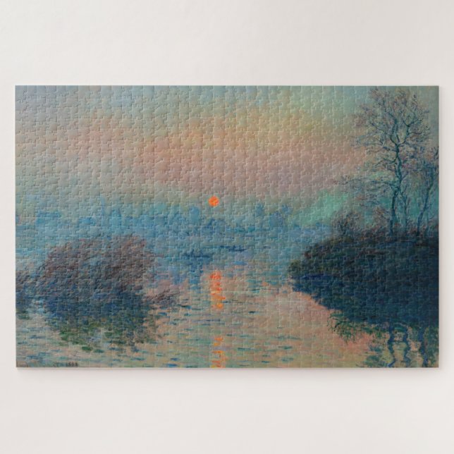 Claude Monet - Sunset on the Seine at Lavacourt Jigsaw Puzzle (Horizontal)