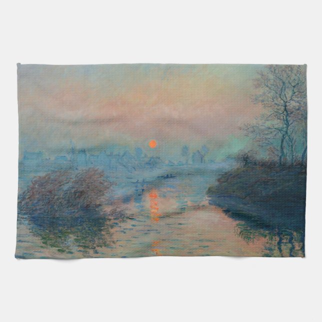 Claude Monet - Sunset on the Seine at Lavacourt Kitchen Towel (Horizontal)