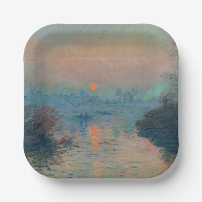Claude Monet - Sunset on the Seine at Lavacourt Paper Plate (Front)