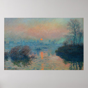 Claude Monet - Sunset on the Seine at Lavacourt Poster