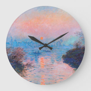 Claude Monet - Sunset On The Seine Large Clock
