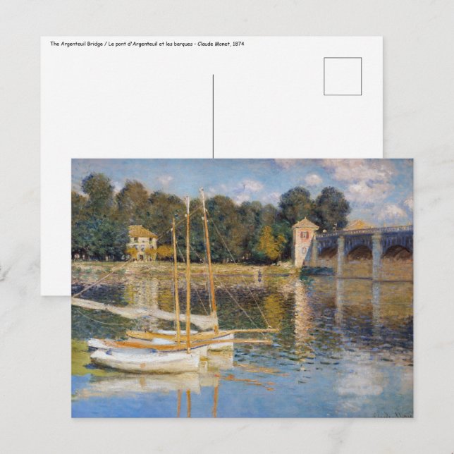 Claude Monet - The Argenteuil Bridge Postcard (Front/Back)