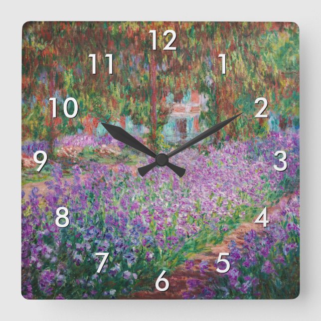 Claude Monet - The Artist's Garden at Giverny Square Wall Clock (Front)