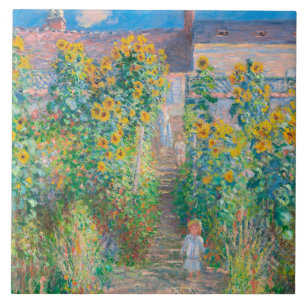 Claude Monet, The Artist's Garden at Vétheui 1881 Tile