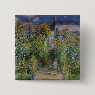 Claude Monet The Artist's Garden at Vetheuil 2 Inch Square Button