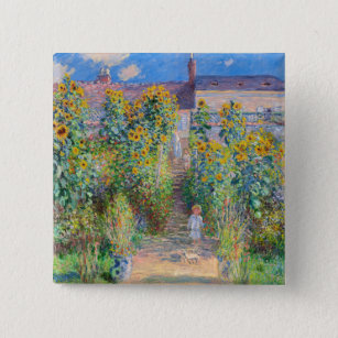 Claude Monet - The Artist's Garden at Vetheuil 2 Inch Square Button