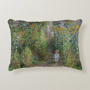 Claude Monet   The Artist's Garden at Vetheuil Accent Pillow