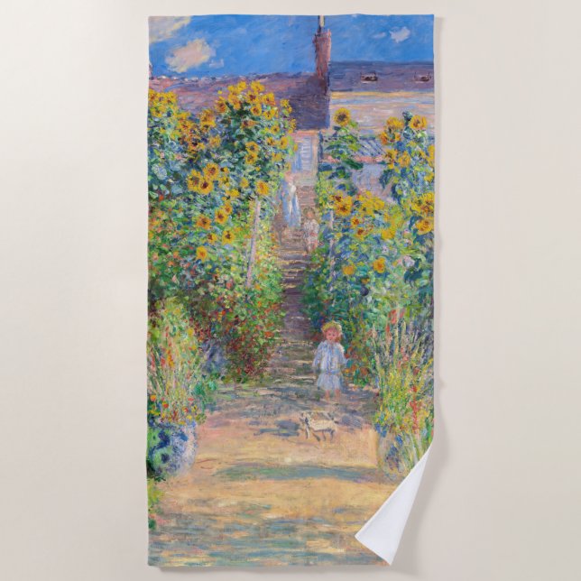 Claude Monet - The Artist's Garden at Vetheuil Beach Towel (Front)