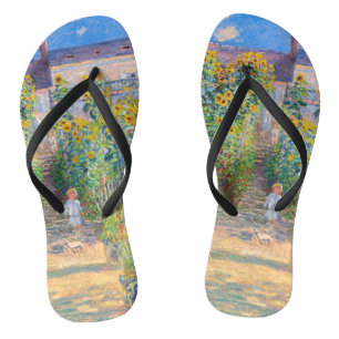 Claude Monet - The Artist's Garden at Vetheuil Flip Flops