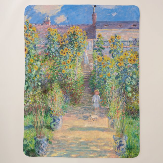Claude Monet - The Artist's Garden at Vetheuil Sherpa Blanket (Front)