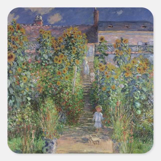 Claude Monet | The Artist's Garden at Vetheuil Square Sticker (Front)
