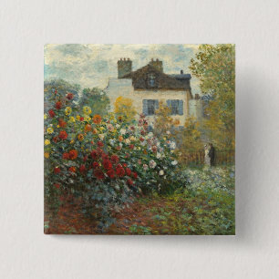 Claude Monet   The Artist's Garden in Argenteuil 2 Inch Square Button
