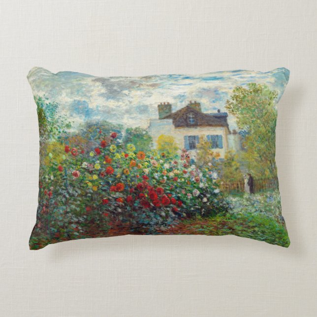 Claude Monet - The Artist's Garden in Argenteuil Accent Pillow (Front)
