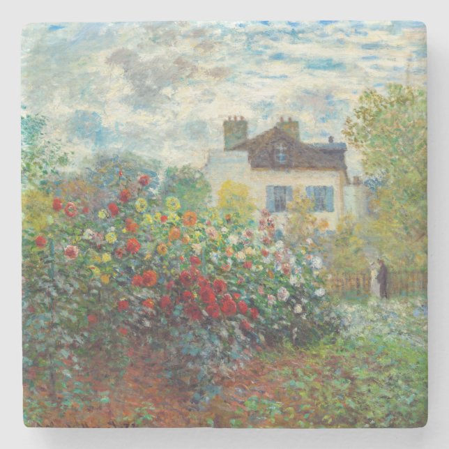 Claude Monet - The Artist's Garden in Argenteuil Stone Coaster (Front)