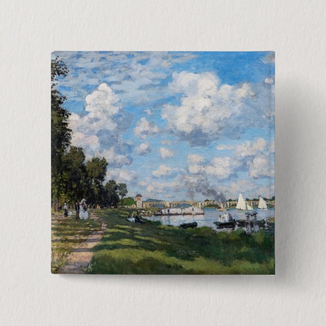 Claude Monet - The Basin at Argenteuil 2 Inch Square Button (Front)