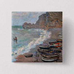 Claude Monet - The Beach at Etretat 2 Inch Square Button