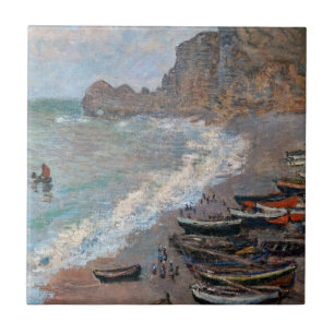 Claude Monet - The Beach at Etretat Tile
