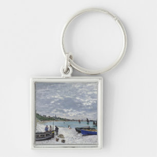 Claude Monet The Beach at Sainte-Adresse Keychain